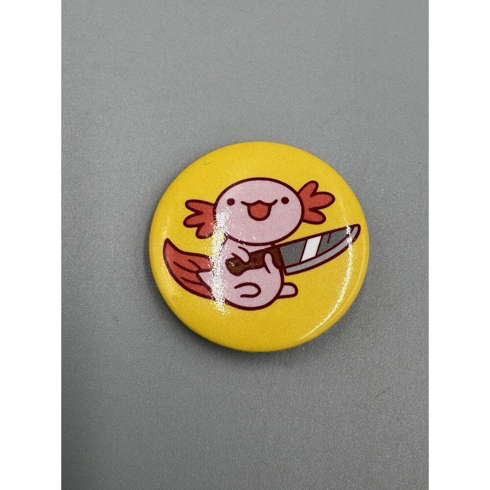 Round Axolotl EMO Style Button Pin Small 1”